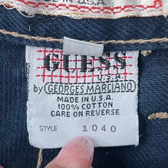 Vintage Guess Jeans Womens Size 26 Blue Denim Button Fly High Rise 90s Y2K Retro - Picture 11 of 13